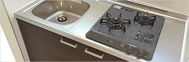 2口ガスコンロを標準搭載